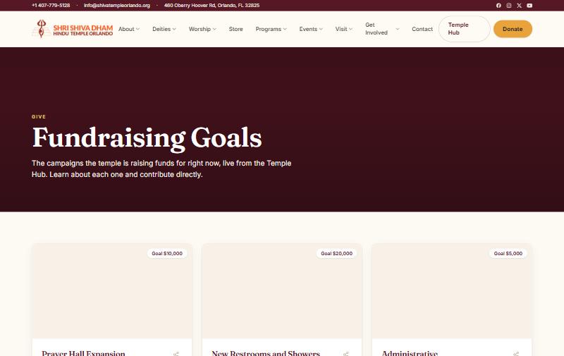 Shri Shiv Dham Hindu Temple Fundraising page, powered by Tweeble